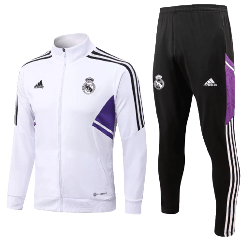 Agasalho de Viagem Real Madrid - Masculino - Branco e Lilás - Manto Club
