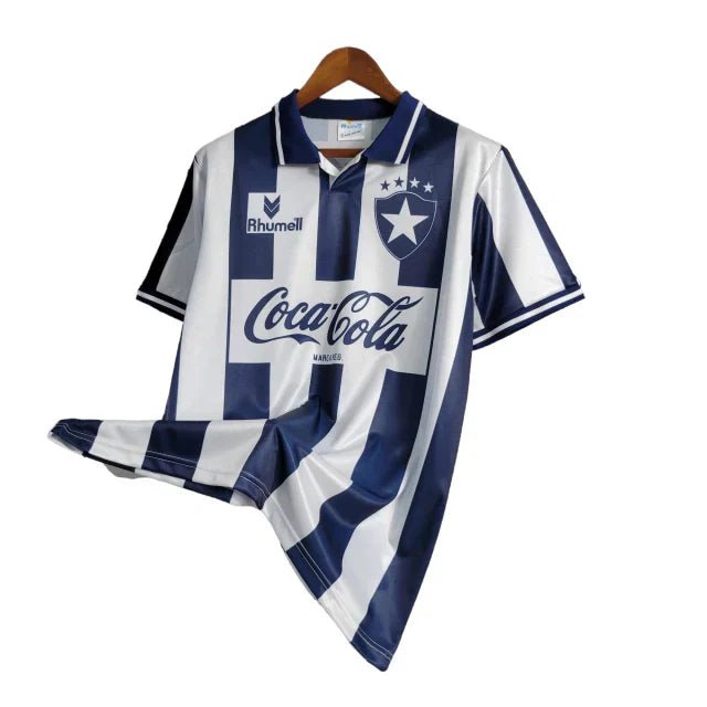 Camisa Botafogo I Retrô 1994 Torcedor Masculino - Preta e branca com Patrocínio da Coca Cola - Manto Club