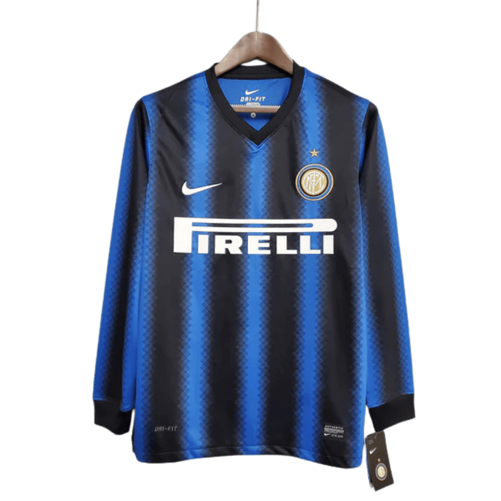 Camisa Manga Longa Inter de Milão I 10/11 Nike - Azul e Preto - Manto Club