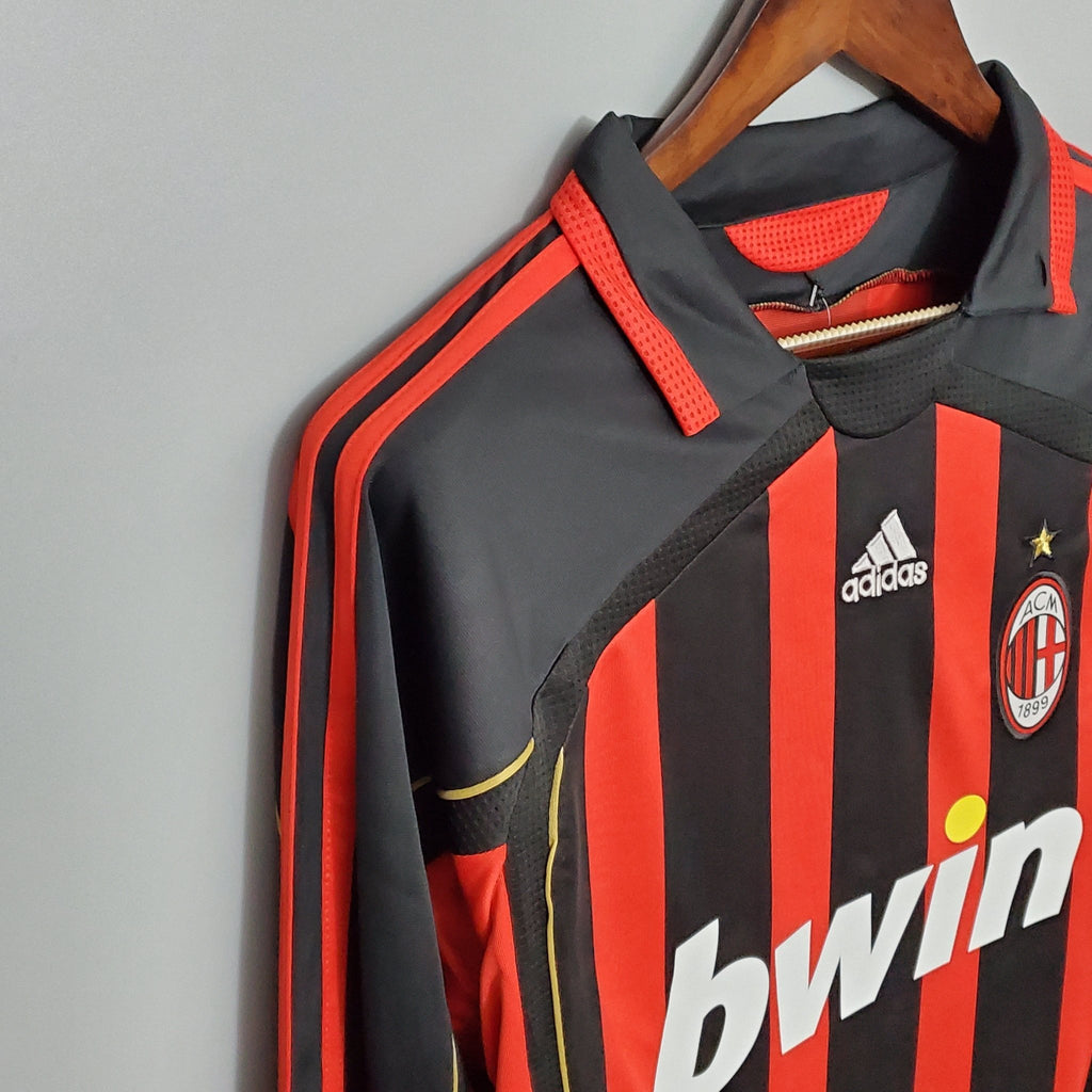 Camisa Manga Longa Milan 06/07 Adidas - Preto e Vermelho - Manto Club