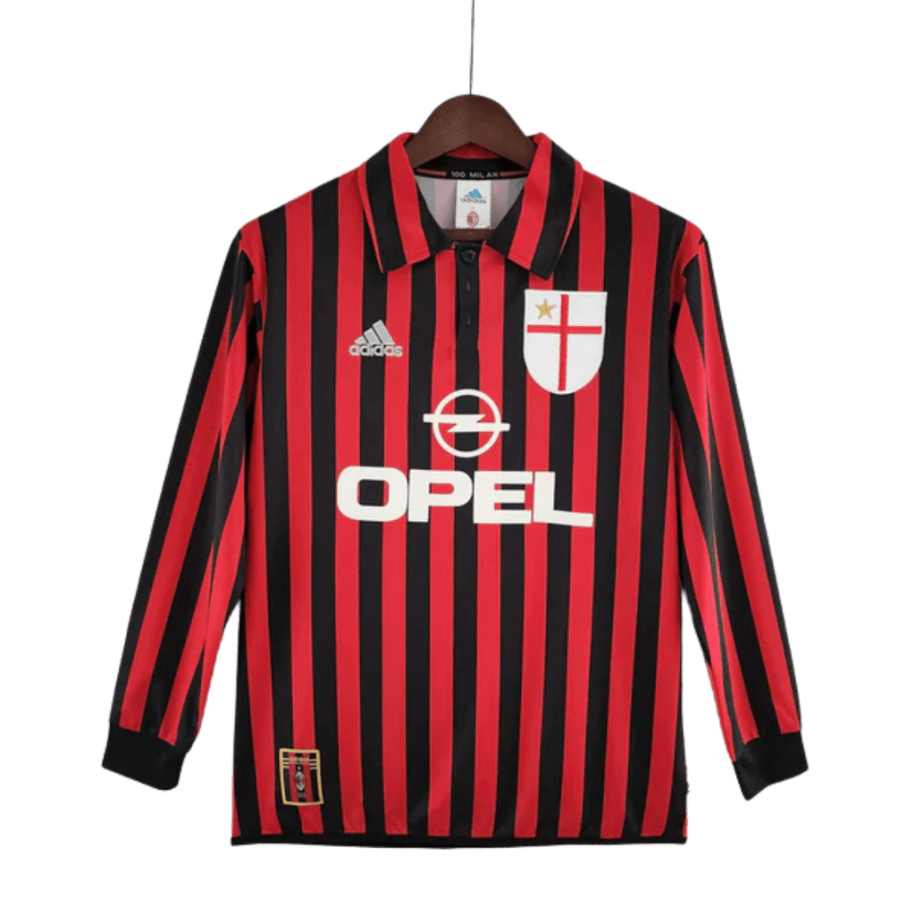 Camisa Manga Longa Milan 1999/2000 Adidas - Preto e Vermelho - Manto Club