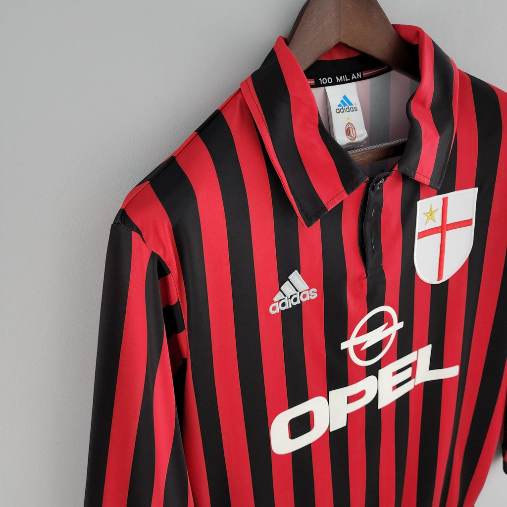 Camisa Manga Longa Milan 1999/2000 Adidas - Preto e Vermelho - Manto Club