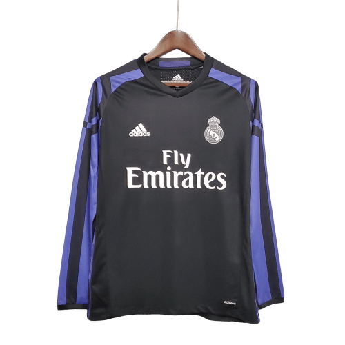 Camisa Real Madrid Third III 2016/17 Adidas Retrô Manga Longa - Preto - Manto Club