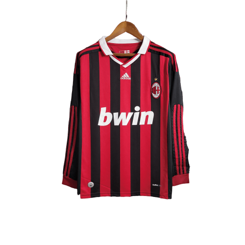 Camisa Retrô Milan I Adidas 2009/10 Manga Longa Vermelho e Preto - Manto Club