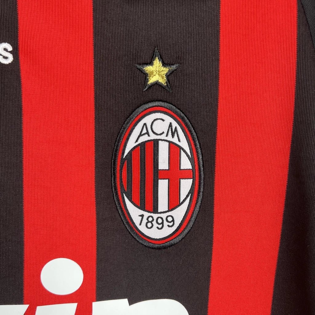 Camisa Retrô Milan I Home Adidas 2008/09 Manga Longa Vermelho e Preto - Manto Club