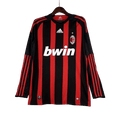 Camisa Retrô Milan I Home Adidas 2008/09 Manga Longa Vermelho e Preto - Manto Club