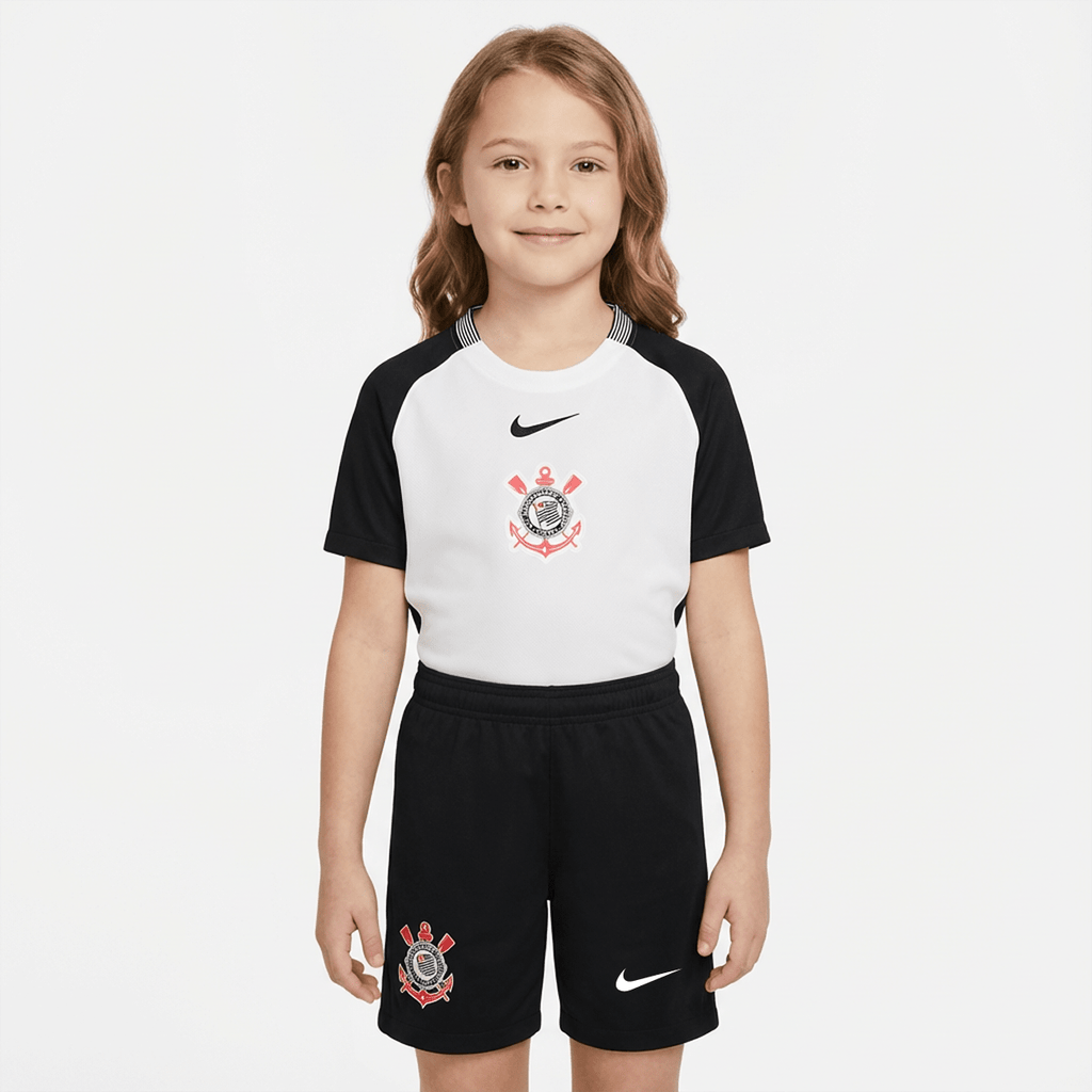 Conjunto Infantil Feminino Nike Corinthians 2025/26 I - Manto Club